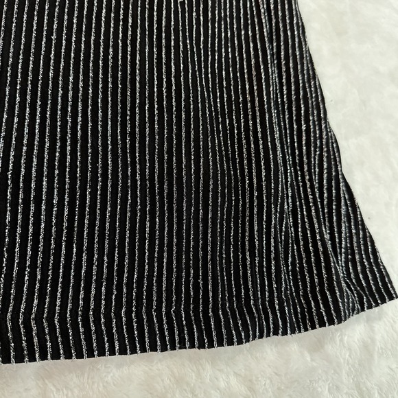 Peach Love California Black With Silver Metallic Pinstripes Lined Dress Small - Picture 12 of 14